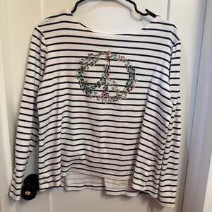 Croft & Barrow Women's Striped Wreath Long Sleeve  100% cotton Size M